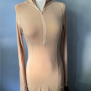 Amazon Tan Fitted Dress with Long Sleeves